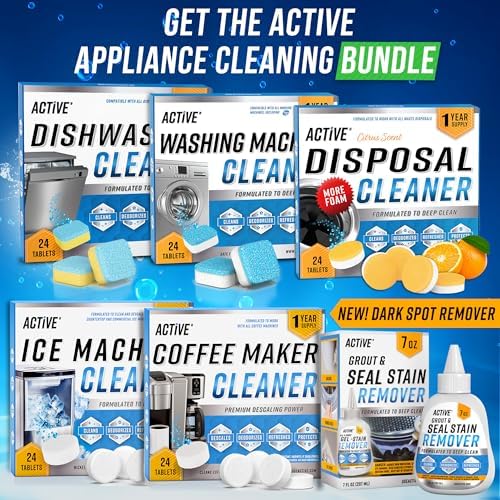 ACTIVE Dishwasher Cleaner Tablets 24 Pack - Deep Cleaning Deodorizing Septic Safe