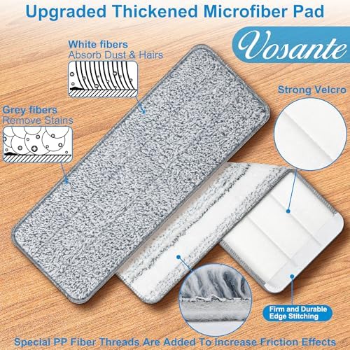Vosante 4pcs Microfiber Mop Pads Replacement for Joy Mop and Bucket