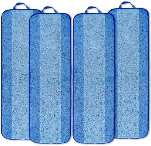 KEEPOW Microfiber Mop Pads 18 Inch 4 Pack Reusable Washable